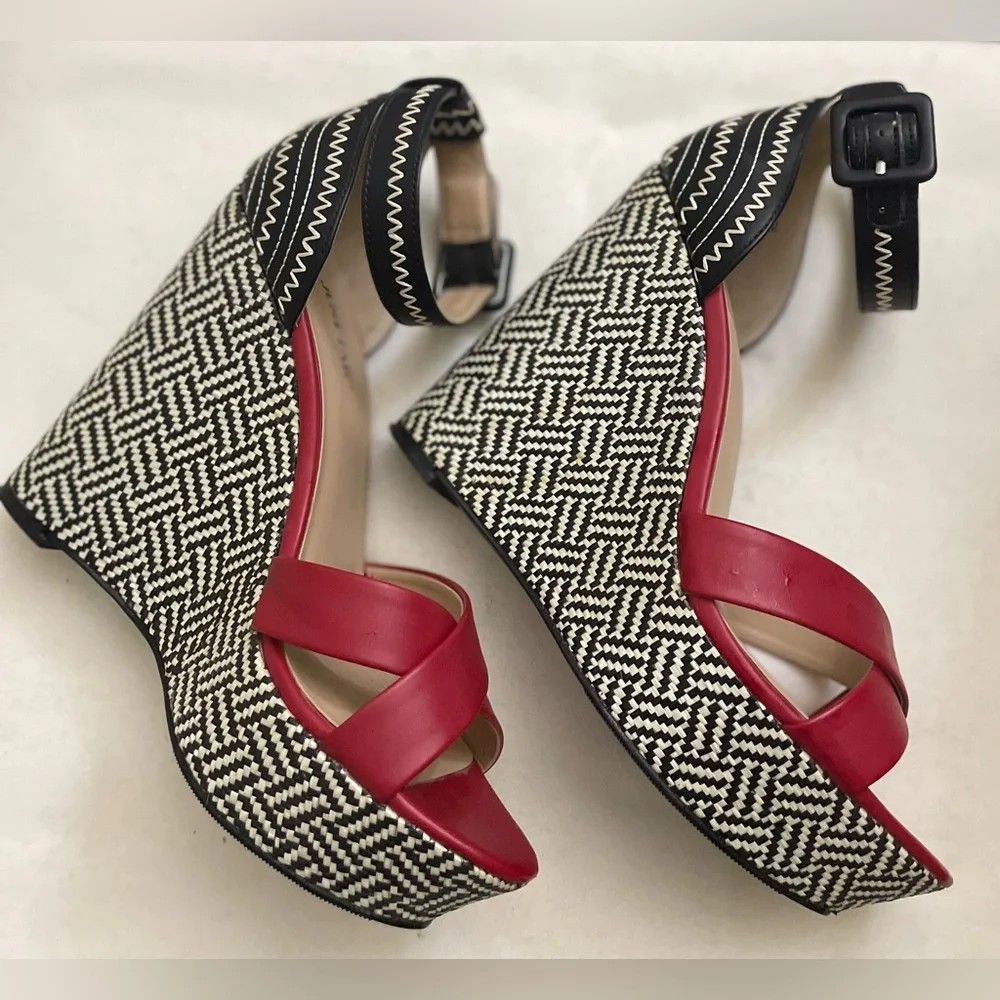 Just Fab Unique Wedge Ankle Sandal S 7.5 M - Picture 2 of 7